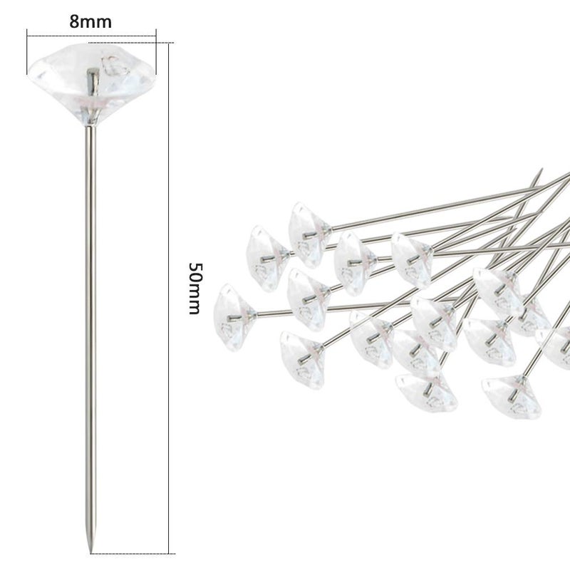 Tongcloud 300pcs Flower Pins - Corsages, Wedding Bouquet Pins - Crystal, Floral, Clear (Transparent, 2'') - Image 3